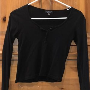 Top shop Black Long Sleeve Henley Cropped